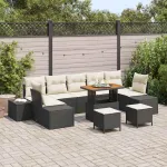 Set de canapele pentru grădină 10 pcs Negru Rattan poli GartenMobel Dekor