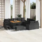Set de canapele pentru grădină 13 pcs Negru Rattan poli GartenMobel Dekor