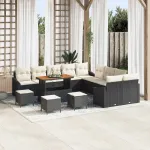 Set de canapele pentru grădină 13 pcs Negru Rattan poli GartenMobel Dekor