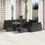 Set de canapele pentru grădină 13 pcs Negru Rattan poli GartenMobel Dekor