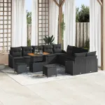Set de canapele pentru grădină 13 pcs Negru Rattan poli GartenMobel Dekor