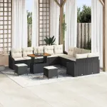 Set de canapele pentru grădină 13 pcs Negru Rattan poli GartenMobel Dekor