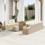 Set de canapele pentru grădină cu pernă 10 pcs Bej Rattan poli GartenMobel Dekor