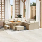 Set de canapele pentru grădină cu pernă 13 pcs Bej Rattan poli GartenMobel Dekor