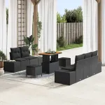 Set de canapele pentru grădină cu pernă 8 pcs Negru Rattan poli GartenMobel Dekor