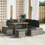 Set de canapele pentru grădină cu pernă 9 pcs Gri Rattan poli GartenMobel Dekor