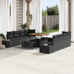 Set de canapele pentru grădină cu pernă Negru 100 x 100 x 71 cm GartenMobel Dekor