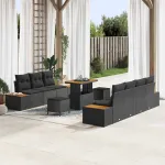 Set de canapele pentru grădină 10 pcs Negru Rattan poli GartenMobel Dekor
