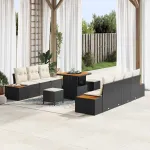 Set de canapele pentru grădină 10 pcs Negru Rattan poli GartenMobel Dekor