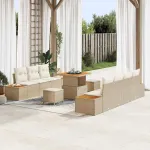Set de canapele pentru grădină cu pernă 10 pcs Bej Rattan poli GartenMobel Dekor