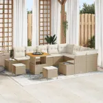 Set de canapele pentru grădină cu pernă 12 pcs Bej Rattan poli GartenMobel Dekor