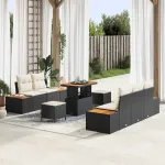 Set de canapele pentru grădină cu pernă 8 pcs Negru și Crem GartenMobel Dekor