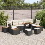 Set de canapele pentru grădină 10 pcs Negru Rattan poli GartenMobel Dekor