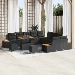 Set de canapele pentru grădină 13 pcs Negru Rattan poli GartenMobel Dekor