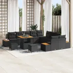 Set de canapele pentru grădină 13 pcs Negru Rattan poli GartenMobel Dekor