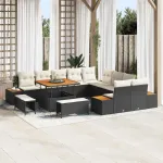 Set de canapele pentru grădină 13 pcs Negru Rattan poli GartenMobel Dekor