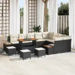 Set de canapele pentru grădină 13 pcs Negru Rattan poli GartenMobel Dekor