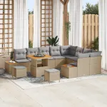 Set de canapele pentru grădină cu pernă 12 pcs Bej Rattan poli GartenMobel Dekor