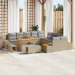 Set de canapele pentru grădină cu pernă 13 pcs Bej Rattan poli GartenMobel Dekor