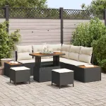 Set de canapele pentru grădină cu pernă 8 pcs Negru Rattan poli GartenMobel Dekor