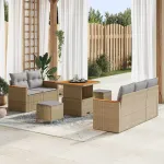 Set de canapele pentru grădină 10 pcs Beige și gri deschis GartenMobel Dekor