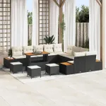 Set de canapele pentru grădină 14 pcs Negru Rattan poli GartenMobel Dekor