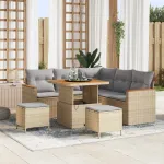 Set de canapele pentru grădină cu pernă 8 pcs Bej Rattan poli GartenMobel Dekor