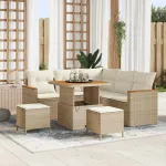 Set de canapele pentru grădină cu pernă 8 pcs Bej Rattan poli GartenMobel Dekor