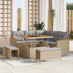 Set de canapele pentru grădină cu pernă 8 pcs Bej Rattan poli GartenMobel Dekor