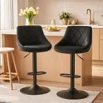 Set 2 scaune de bucatarie/bar, Artool, Kast, rotativ, catifea neagra, picior metal negru, 45.5x49x105 cm GartenVIP DiyLine