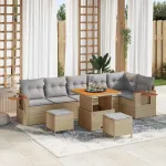 Set de canapele pentru grădină 11 pcs Beige și gri deschis GartenMobel Dekor