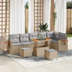 Set de canapele pentru grădină 11 pcs Beige și gri deschis GartenMobel Dekor