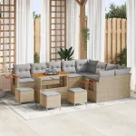 Set de canapele pentru grădină 14 pcs Beige și gri deschis GartenMobel Dekor