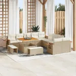 Set de canapele pentru grădină 17 pcs Bej și crem poliratan GartenMobel Dekor
