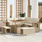 Set de canapele pentru grădină 9 pcs Bej și crem poliratan GartenMobel Dekor