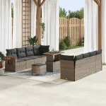Set de canapele pentru grădină cu pernă 12 pcs Gri poliratan GartenMobel Dekor