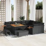 Set de canapele pentru grădină cu pernă 13 pcs Negru poliratan GartenMobel Dekor