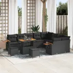 Set de canapele pentru grădină cu pernă 13 pcs Negru poliratan GartenMobel Dekor