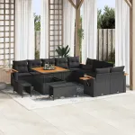 Set de canapele pentru grădină cu pernă 17 pcs Negru poliratan GartenMobel Dekor