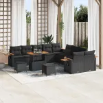 Set de canapele pentru grădină cu pernă 17 pcs Negru poliratan GartenMobel Dekor