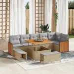 Set de canapele pentru grădină 11 pcs Beige și gri deschis GartenMobel Dekor