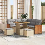 Set de canapele pentru grădină 9 pcs Beige și gri deschis GartenMobel Dekor