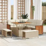 Set de canapele pentru grădină 9 pcs Bej și crem poliratan GartenMobel Dekor