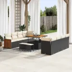 Set de canapele pentru grădină Negru și Crem 231 x 224 x 85 cm GartenMobel Dekor