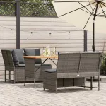 Set canapea de grădină cu perne, 3 piese, gri, poliratan GartenMobel Dekor