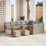 Set de canapele pentru grădină 14 pcs Beige și gri deschis GartenMobel Dekor