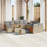 Set de canapele pentru grădină 17 pcs Beige și gri deschis GartenMobel Dekor