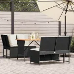 Set mobilier de grădină cu perne, 3 piese, negru, poliratan GartenMobel Dekor