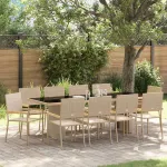 Set de masă pentru grădină 11 pcs Bej poliratan GartenMobel Dekor