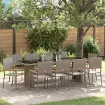 Set de masă pentru grădină 11 pcs Gri poliratan GartenMobel Dekor